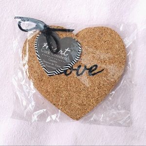 Heart cork coaster set of 4